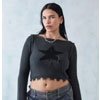 Grey Solid Star Knitted Crop Top : Azadea Discount