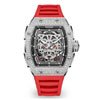 Snow Leopard Silvery Watch Red Strap | Wishdoitwatches UAE